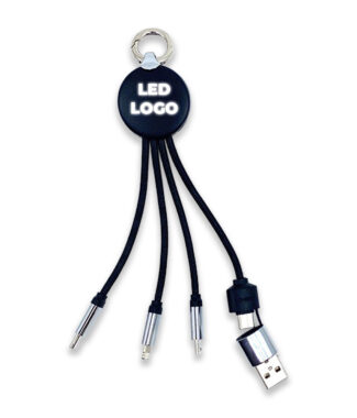 KL60C Işıklı Logo Type-C Uçlu Şarj Kablosu (Çantalı)