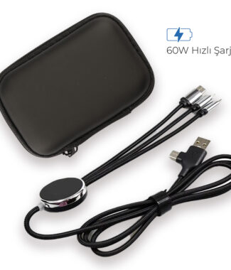 KL50C Işıklı Logo 60W Hızlı Type-C Uçlu Data Transferli Şarj Kablosu (Çantalı)