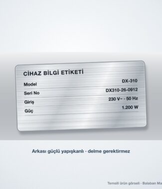 MK-04 Arkası Bantlı Cihaz Bilgi Etiketi – temsili ürün görseli